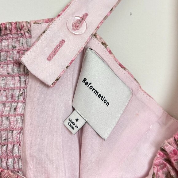 REFORMATION Daria Linen Mini Dress in Rosin Size US 4 - Picture 7 of 15